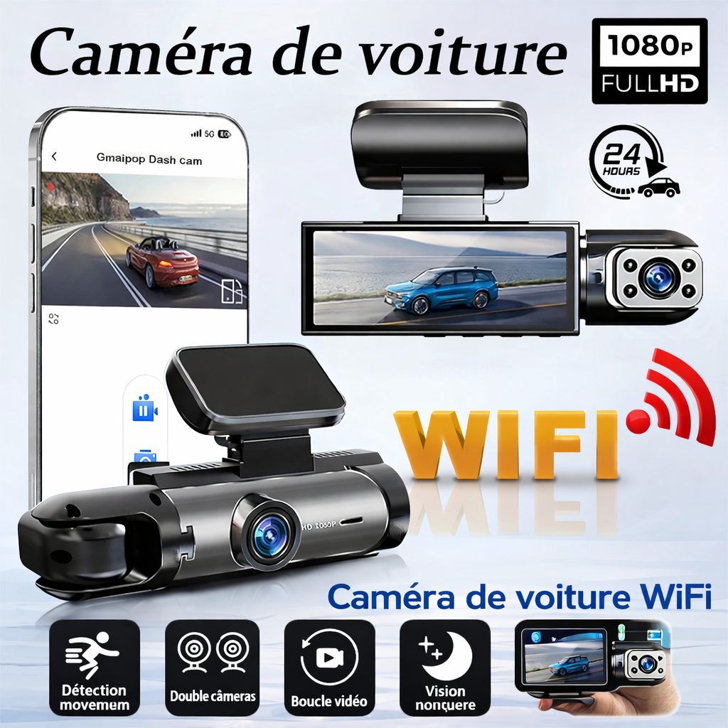 Dashcam Double Caméra 1080P WiFi – Sécurité & Sérénité sur la Route !