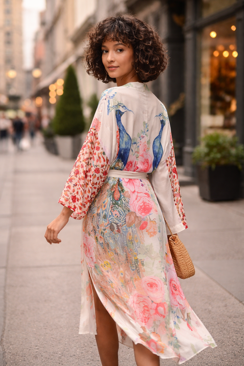 Kimono de Plage Femme Motif Paon – Élégance & Légèreté