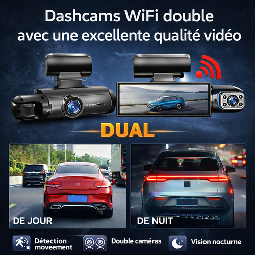 Dashcam Double Caméra 1080P WiFi – Sécurité & Sérénité sur la Route !