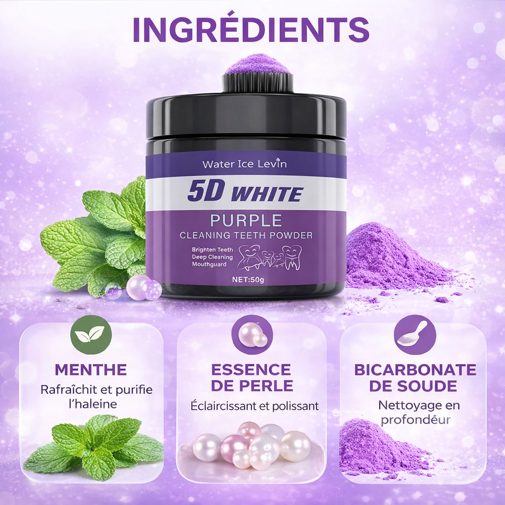 Poudre Nettoyante Dentaire Violette – Sourire éclatant en seulement 5 jours !