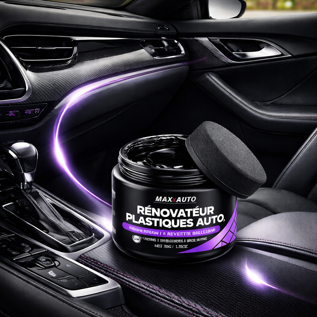 Rénovateur Plastique & Cuir Auto – Effet Noir Profond & Brillance Instantanée
